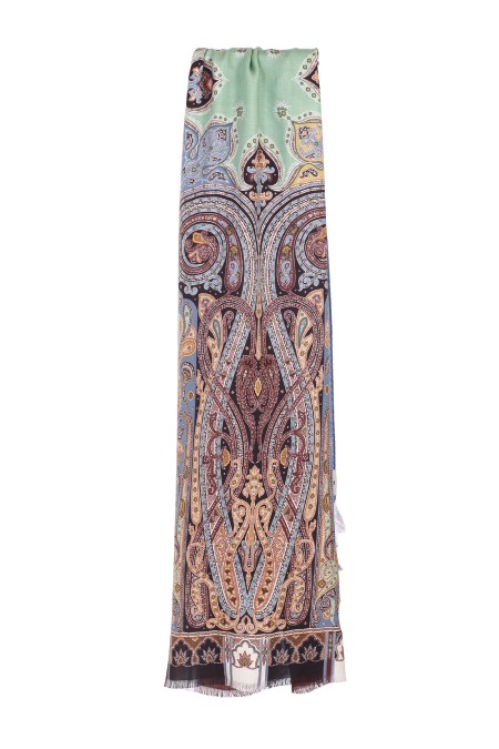 Shop ETRO  Sciarpa: Etro sciapra in cashmere e seta.
Sciarpa in cachemire, decorata da una stampa con motivi Paisley d'archivio e impreziosita da una bordatura unita sfrangiata.
Dimensioni: 70x170cm.
Composizione: 70% Cashmere 30% Seta.
Made in Italy.. 10007 8021-300